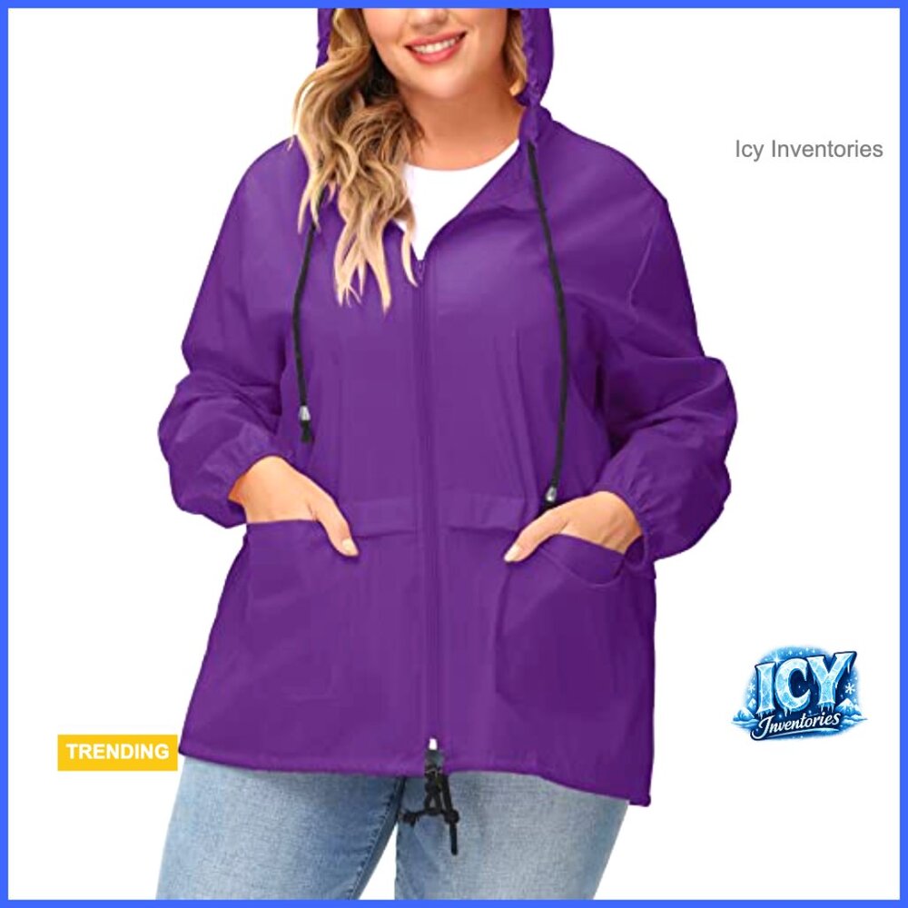Waterproof Polyester Raincoat Packable Hooded Win… - image 4